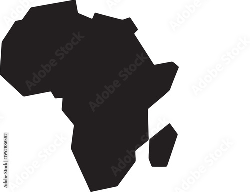 Black silhouette map of Africa continent on white background