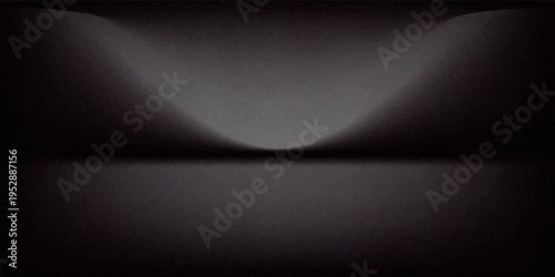 Black studio background with lights shining on the floor, black wall room with spotlights, edited illustration used for product display.