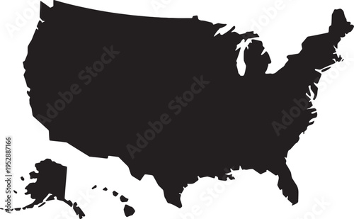 Map of the United States of America on white background