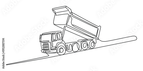 Continuous One Line Drawing of a Dump Truck