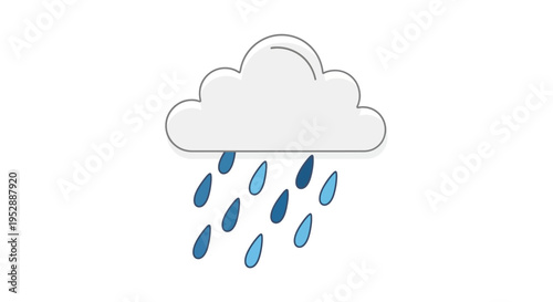 Rainy Cloud Icon - Weather Forecast Symbol