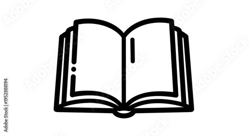 A simple line drawing of an open book