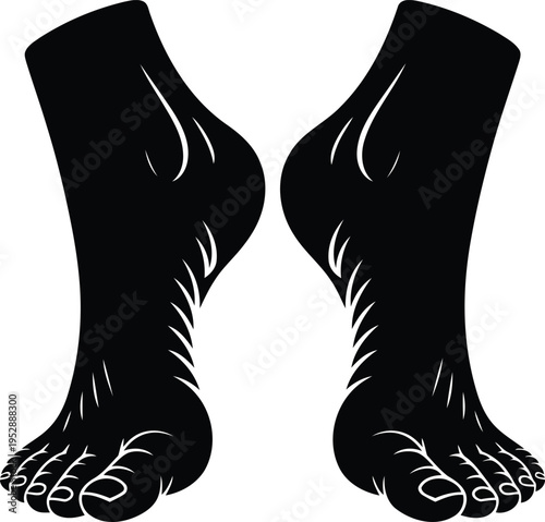Bare human feet facing inwards silhouette. 