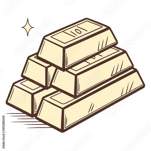 A stack of gold bars with a shiny star