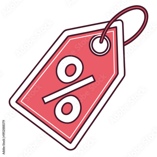 A red tag with a percentage sign on it