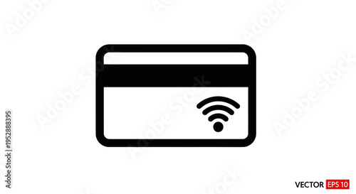 Vector illustration of a credit card with wifi symbol on it