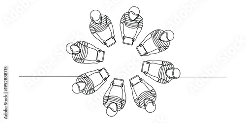 Top-Down View of People Working Together in a Circle