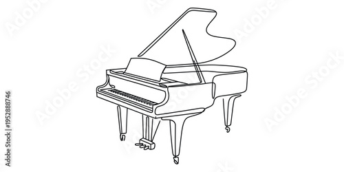 Minimalist One-Line Drawing of a Grand Piano