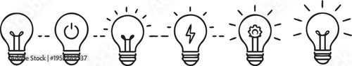 Light bulb icons showing idea generation and inspiration process