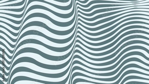 Abstract pattern of flowing wavy lines in shades of teal and white
