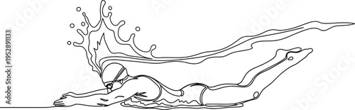 A swimmer executing a butterfly stroke with a splash of water behind them