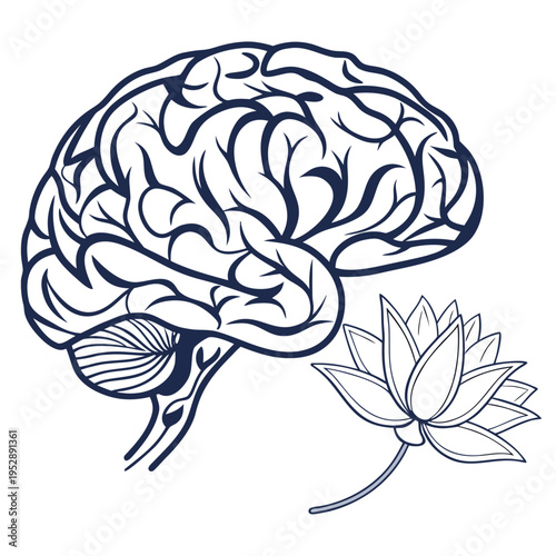 Brain with a lotus flower