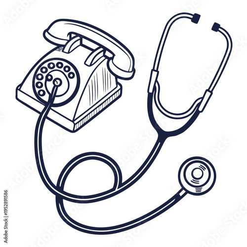 A stethoscope plugged into a rotary phone