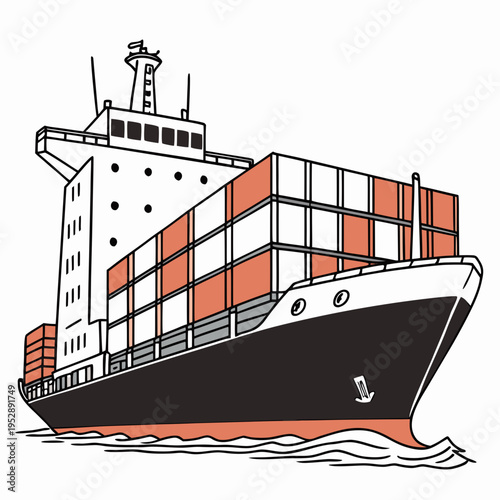 Dark blue cargo ship with containers on deck container ship freight ship transportation
