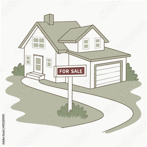 A house with a for sale sign in the front yard