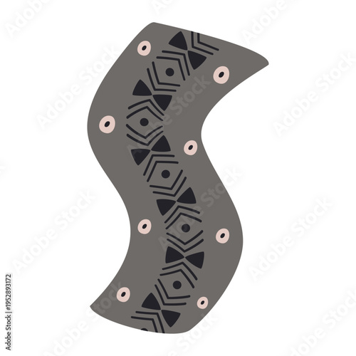 Scandinavian style alphabet S with floral motifs as decoration, zoo and nature nuances, and hand-drawn colored letters, png transparent background