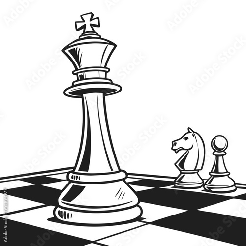 A king chess piece on a chessboard