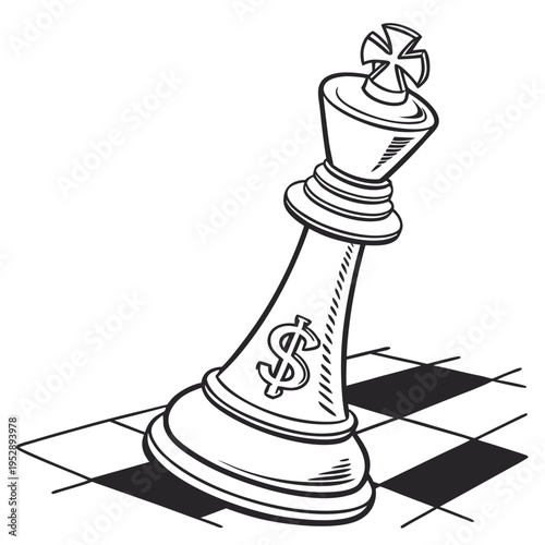 A chess piece with a dollar sign on it