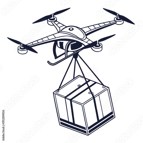Drone carrying a box with a hook
