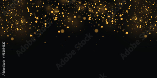 Golden dust particles float softly, creating a radiant warm glow. Gentle shimmering motion adds depth and visual harmony. Ideal for elegant atmospheric compositions vector