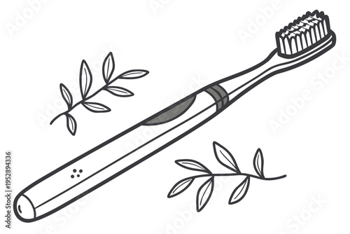 A toothbrush with leaves on the side