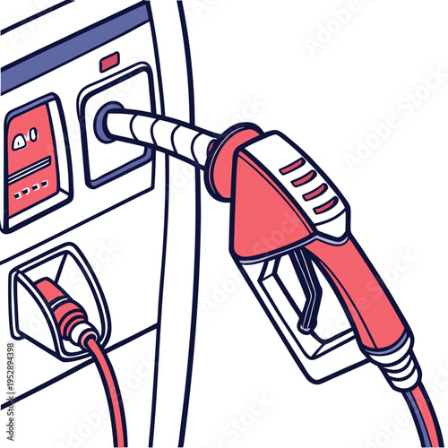 A red and white gas pump nozzle