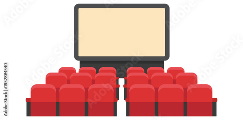 Cinema Screen and Theater Seats Vector Illustration