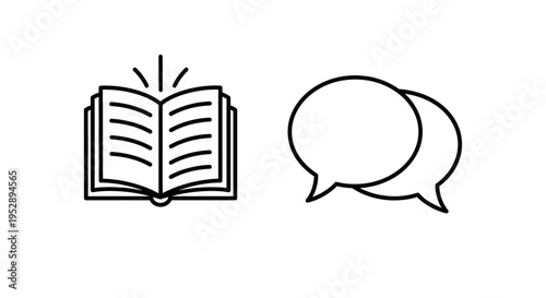 Brand story and narrative development icons for corporate identity communication and marketing strategy