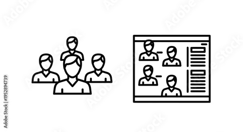 Team and conference icons - group of people and online meeting symbols