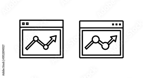 Dashboard and console icons with line graph showing upward trend for nps performance analysis with net promoter score
