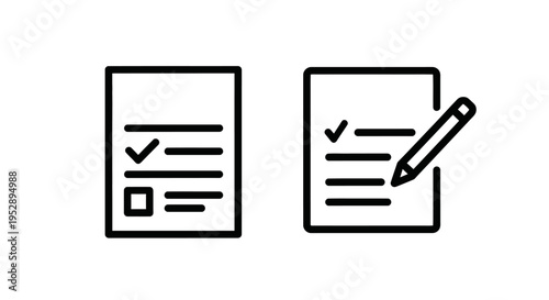 Survey forms with check marks and pencil icon