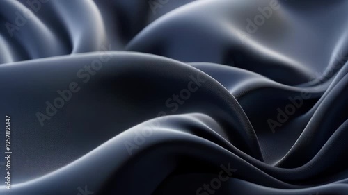 Elegant dark blue fabric waves, smooth luxury abstract texture background