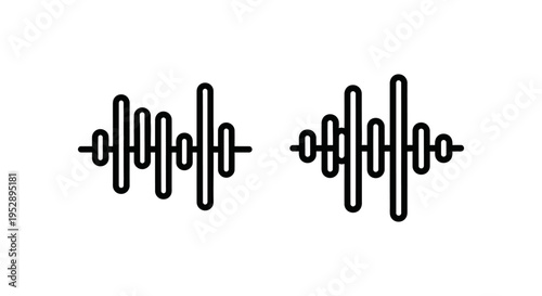 Sound wave icons representing audio signal or equalizer levels, visual representation of music, voice, or sound frequency, sound design