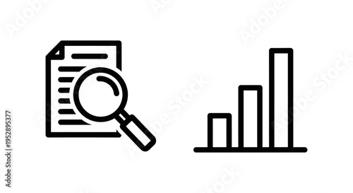 Aml screening document with magnifying glass icon and risk profiling bar chart for financial due diligence and analysis