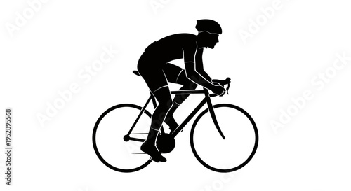 Cyclist riding a bicycle in a racing position with a helmet
