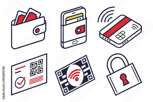 Mobile payment and security icons