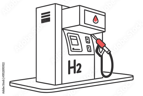 Hydrogen fuel pump with a red nozzle
