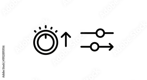 Line icons for audio gain and gain control, illustrating volume adjustment, sound amplification, and audio level settings in a technical context, line art