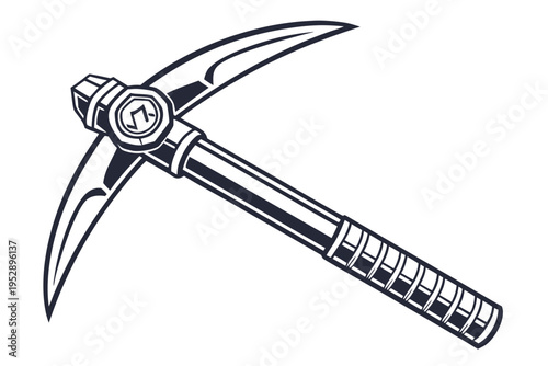 A pickaxe with a musical note on the head