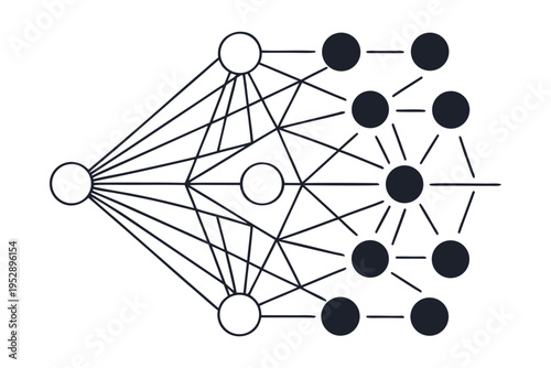 A neural network with interconnected nodes