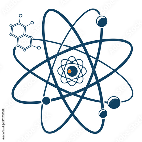 Atom structure with molecular representation