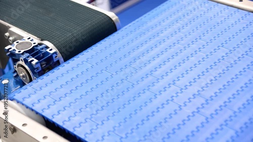 Conveyor belt in production. Transporting goods in a warehouse.