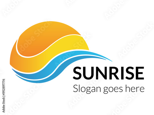 Modern Sunrise Logo with Ocean Waves for Travel and Wellness Brands