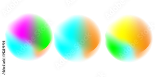 Set color circle gradient noise gradation. Abstract colorful watercolor blur mesh on isolated transparent background. Circle shape png.