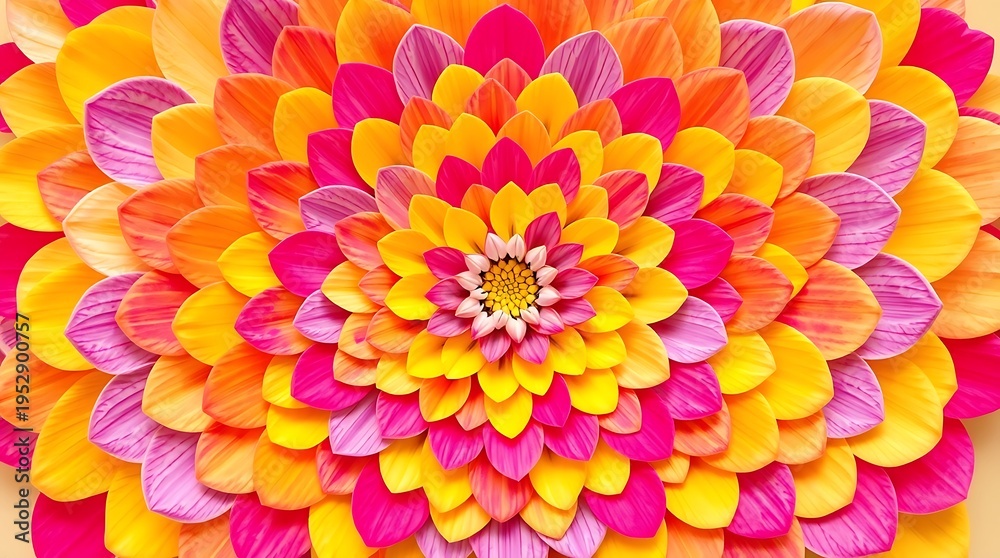 Obraz premium vibrant layered pink yellow and orange floral petal pattern