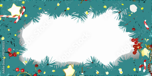 Festive christmas wreath with holly candy canes and sparkling decorations