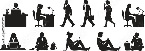 Teachers day silhouette illustrations of educators in various poses