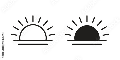 Sunrise icon simple outline style. Editable stroke EPS 10