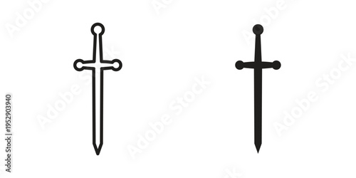 Sword icon simple outline style. Editable stroke EPS 10