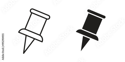 Thumbtack icon simple outline style. Editable stroke EPS 10